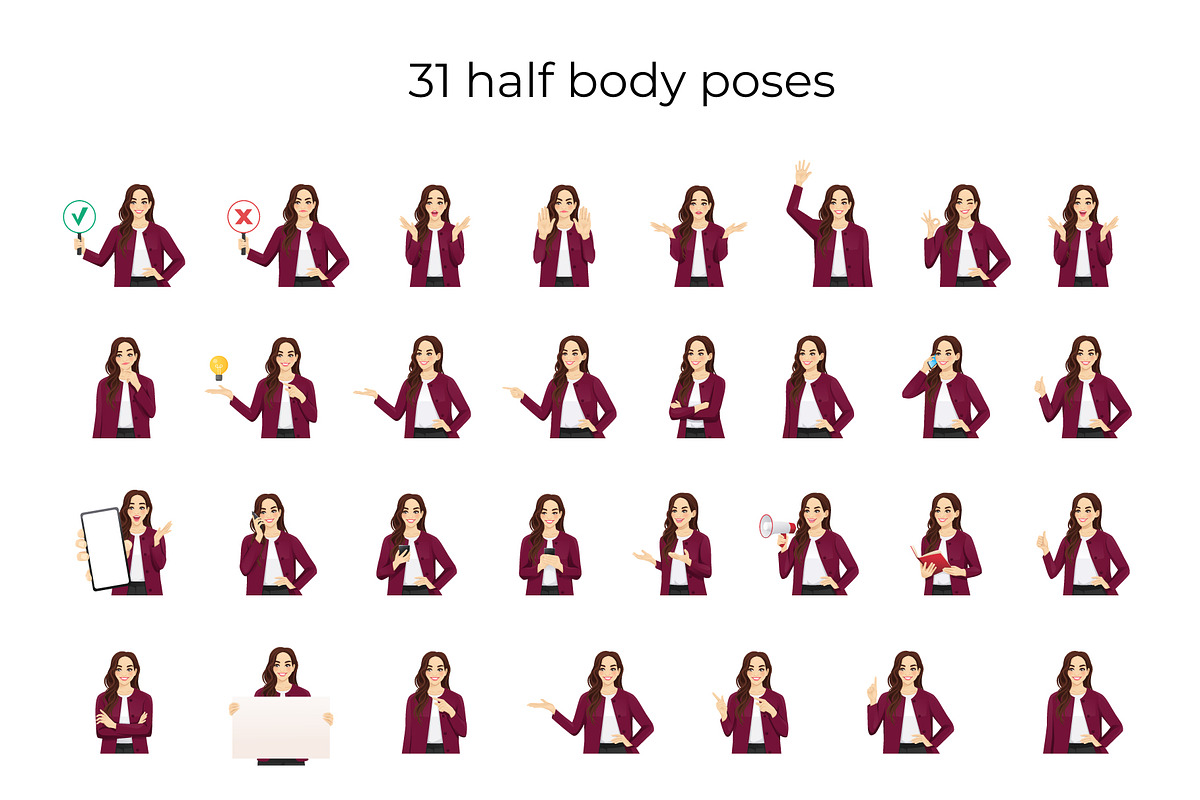 Business Woman Character Pack, a Person Illustration by Volha Hlinskaya (Photo 11 of 11)