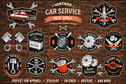 12 Retro Auto Garage Service Badges, an Object Graphic by sivVector (Thumbnail 1 of 3)