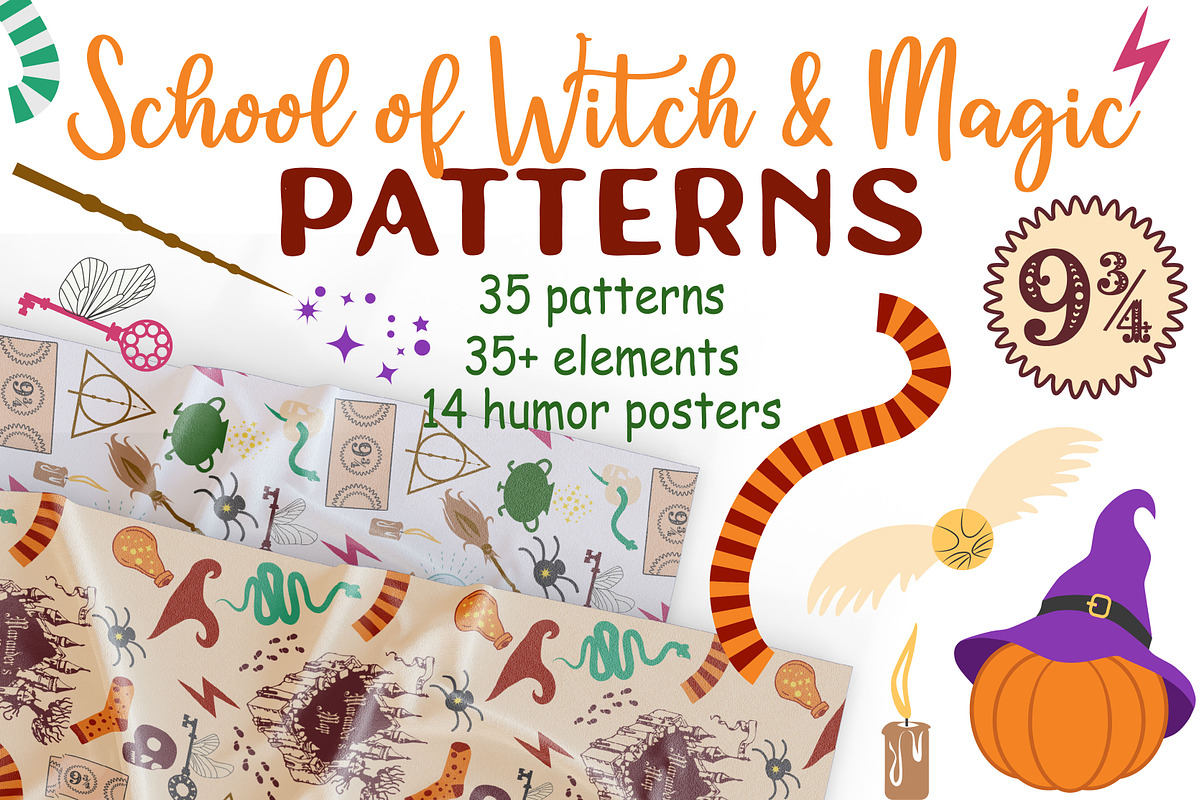 School of Witches and Magic Patterns, a Pattern Graphic by Michiru13 (Photo 1 of 30)