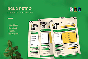 Bold Retro- Invoice Template, a Print Template by VUNIRA