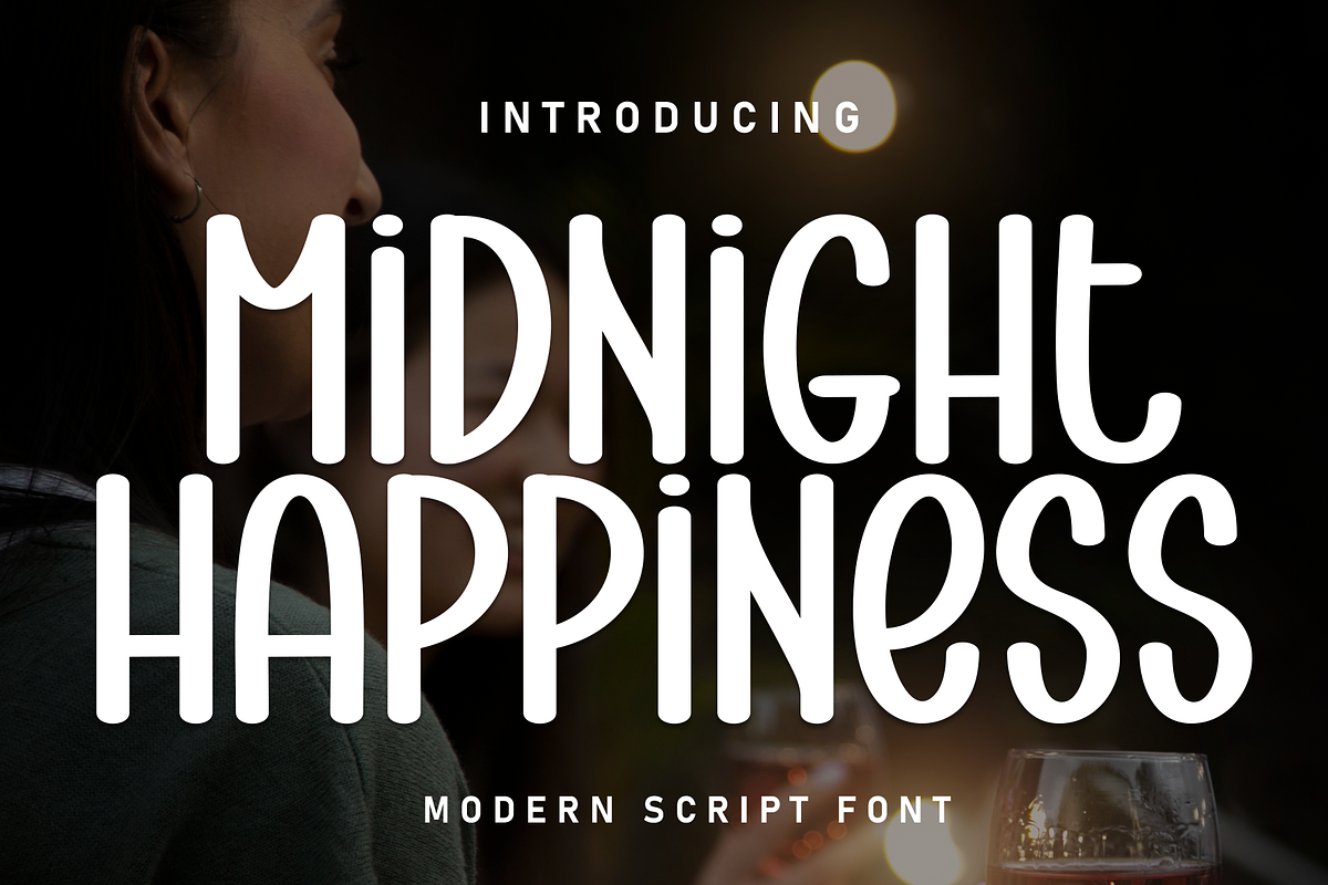 Midnight Happiness | Script Font, a Script Font by Scratchones (Photo 1 of 8)