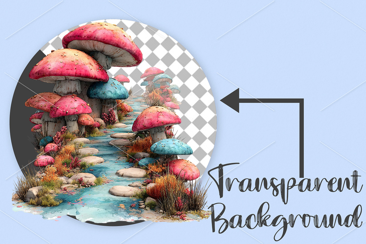 Whimsical Mushroom Pathways Clipart, a Seasonal Illustration by Canvas Craft (Photo 2 of 7)