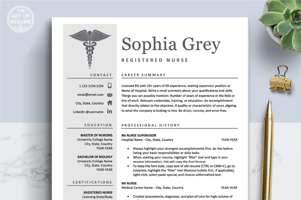 Nursing Medical Resume CV Template, a Resume Template by The Art of Resume (Photo 1 of 8)