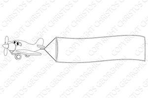 Banner Pulling Aeroplane Cartoon, a Transportation Illustration by Christos Georghiou