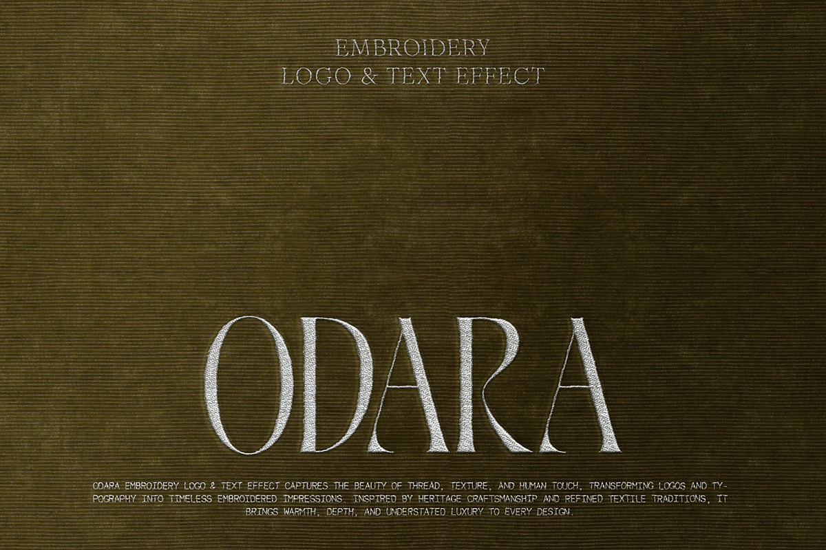 ODARA Embroidery Logo & Text Effect, a Texture Graphic by Universo Gaia @doyougaia (Photo 10 of 12)