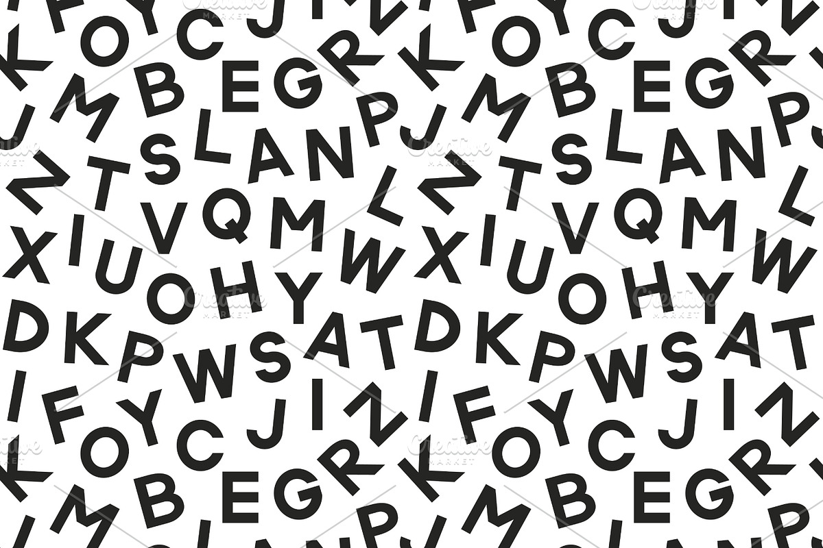 4 Seamless Patterns with Alphabet, a Pattern Graphic by Absent A (Photo 4 of 4)
