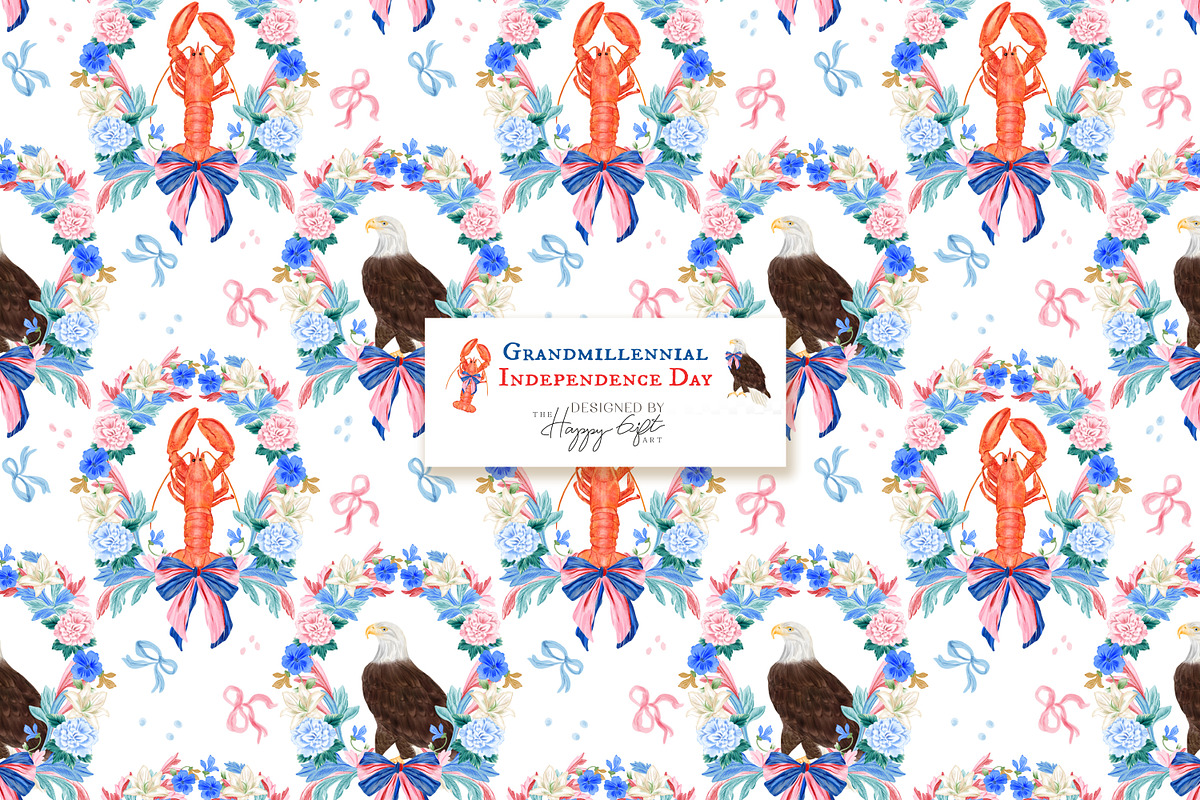 Grandmillennial Independence Day, a Decorative Illustration by TheHappyGiftArt (Photo 20 of 21)