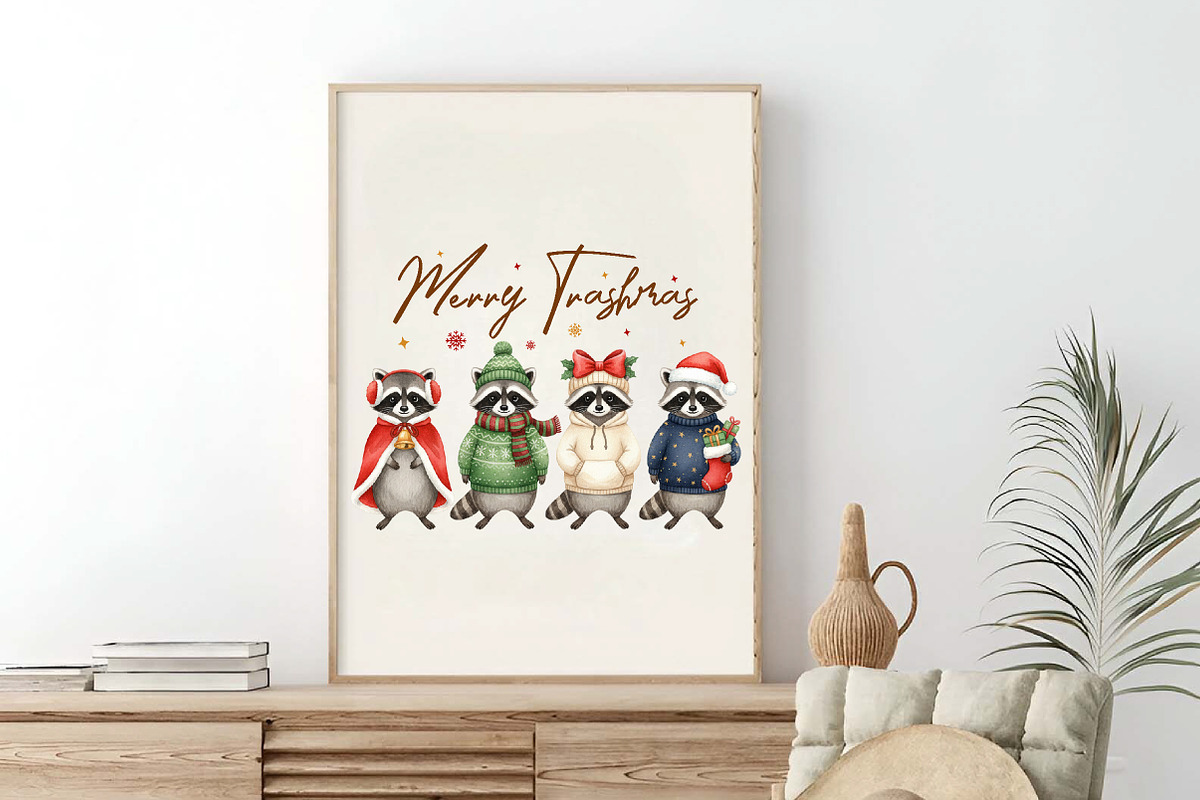 Merry Trashmas Raccoon Christmas PNG, an Illustration by SinaCreation (Photo 6 of 7)