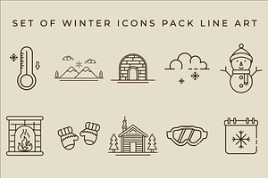 set of isolated winter icons pack, an Outline Icon by zyxroun shop