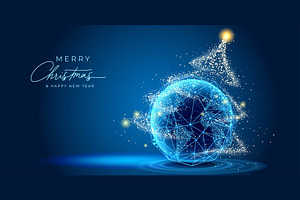 Cyber Christmas Vector Background
