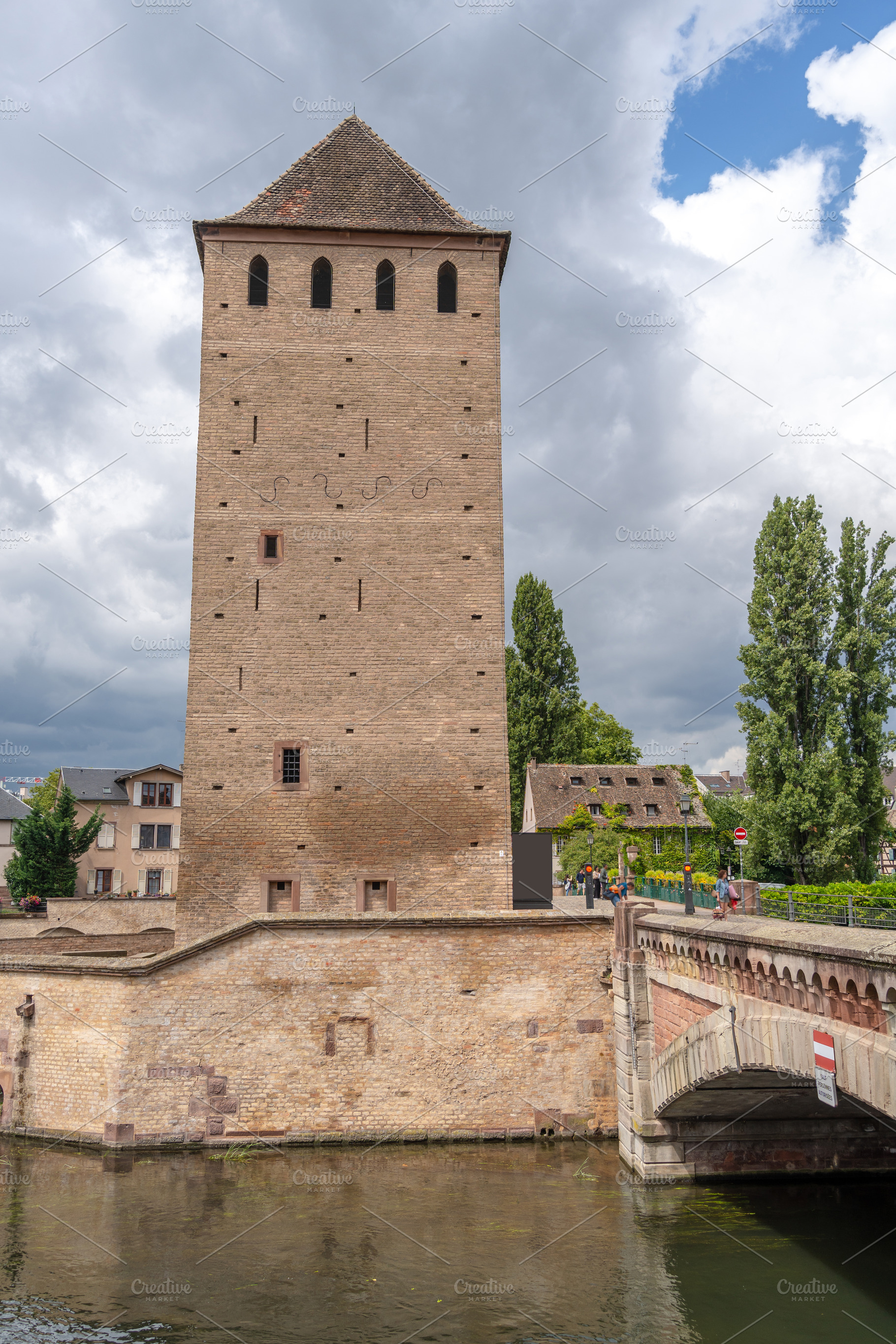 Ponts Couverts towers and canal in Strasbourg, France, an Architecture Photo by GoodGoods