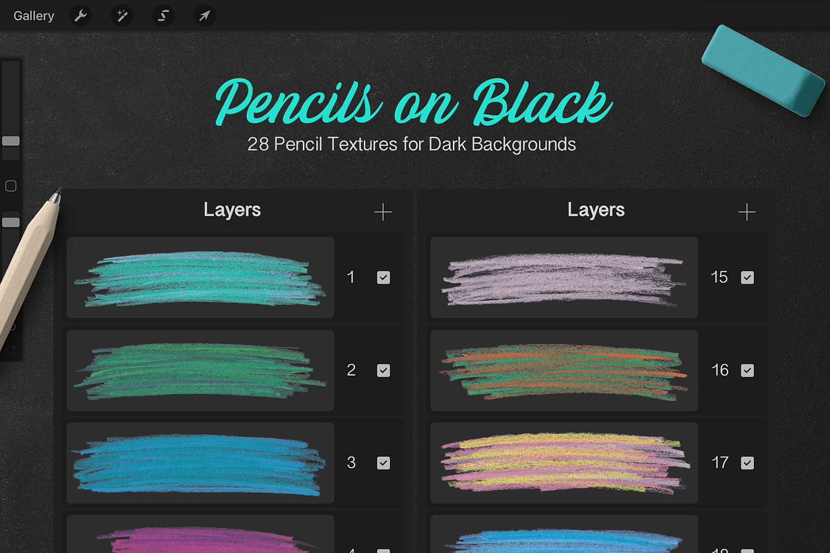 Pencils and Paint for Procreate, a Texture Graphic by iPad Calligraphy (Photo 6 of 9)
