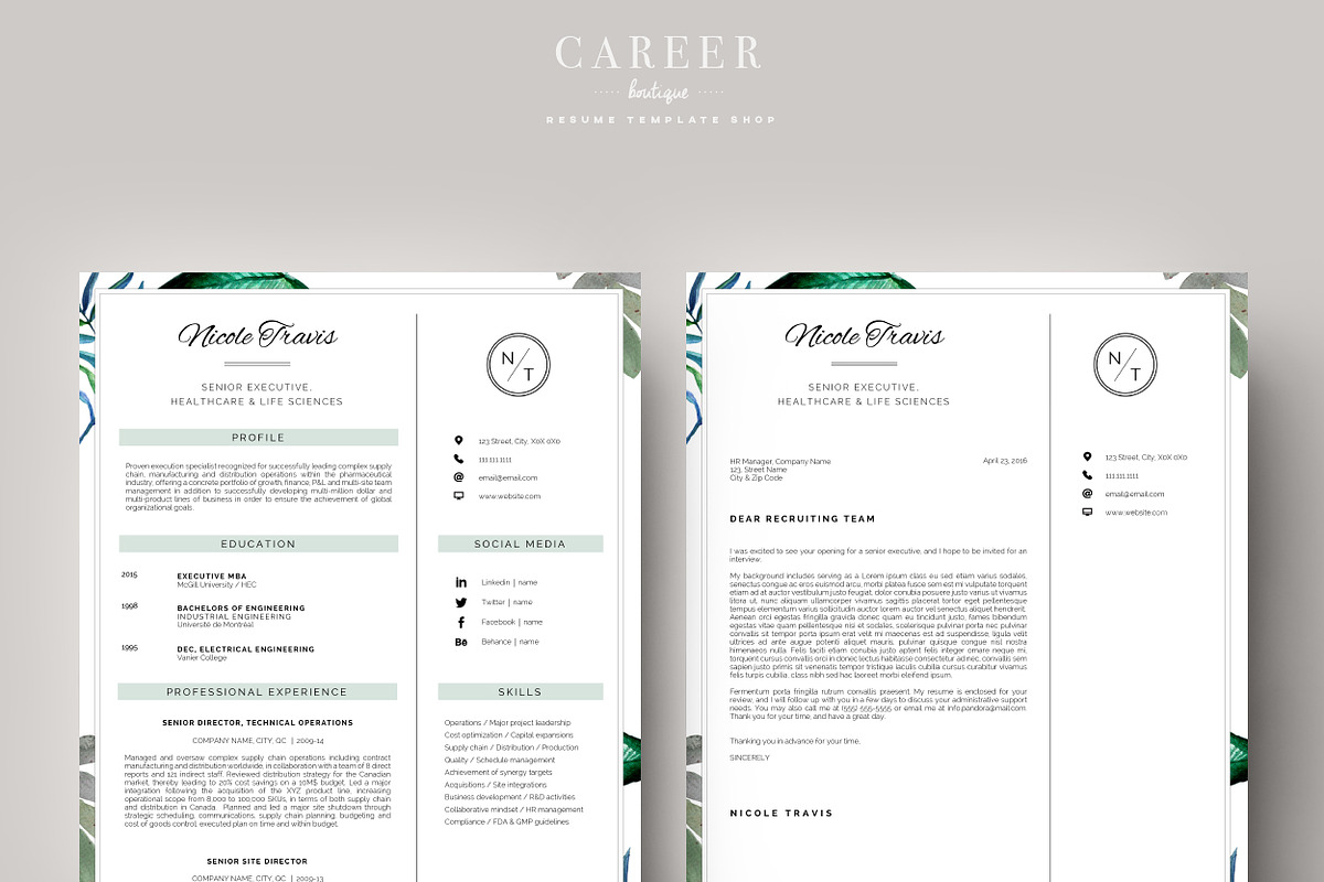 Modern Resume & CoverLetter Template, a Resume Template by careerboutique (Photo 4 of 6)