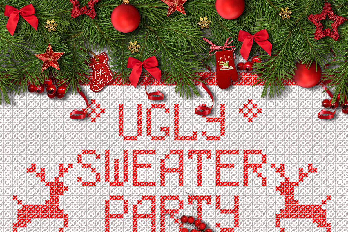 Christmas Knitted Cross-Stitch Font, a Symbol Font by Artolus (Photo 3 of 7)