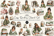 Cozy Reading Watercolor Clipart Set, an Illustration by DreamCafeArt (Thumbnail 1 of 6)
