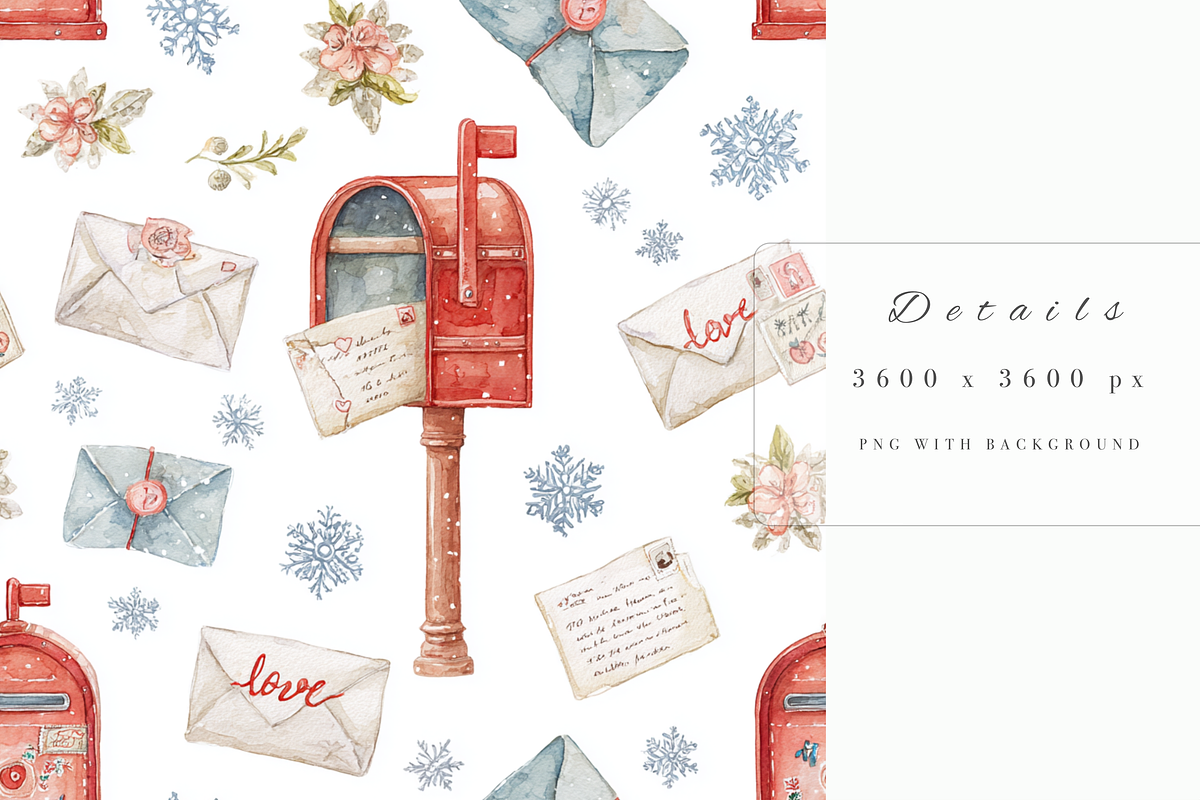 Red Mailbox Seamless Pattern, a Decorative Illustration by Pati Charm Studio (Photo 5 of 7)