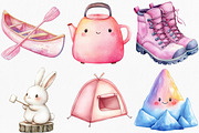 Kawaii Camping Clipart Bundle, an Illustration by Canvas Craft (Thumbnail 3 of 7)