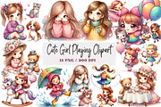 Cute Girl Playing Clipart, an Illustration by DreamArtGraphic (Thumbnail 1 of 4)