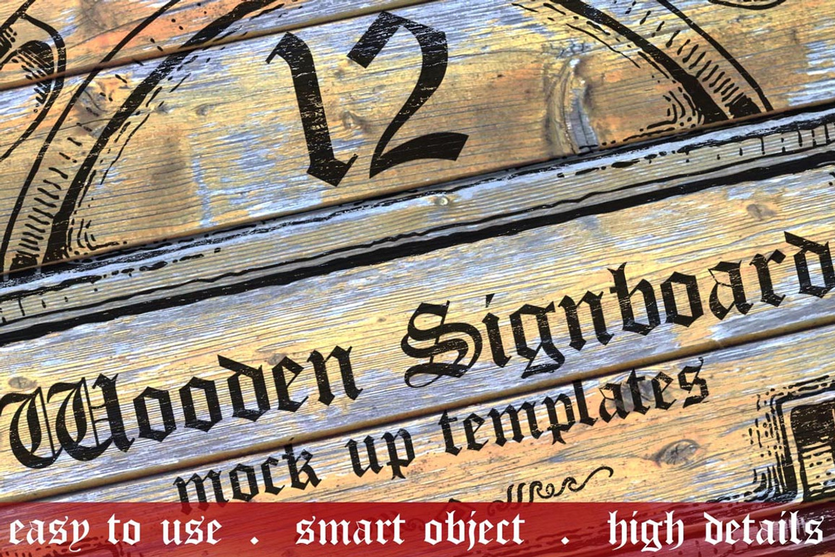 Classic Wooden Signboard Mockups, a Product Mockup by NStudio (Photo 1 of 5)