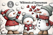 Whimsical Christmas Snowman Clipart, an Illustration by Dream Creation (Thumbnail 1 of 7)