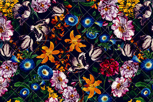 Botanical Flowers - Seamless Pattern