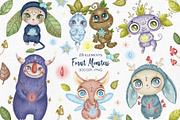 Forest Monsters Clipart, an Illustration by BonbonnyDesigns (Thumbnail 1 of 4)
