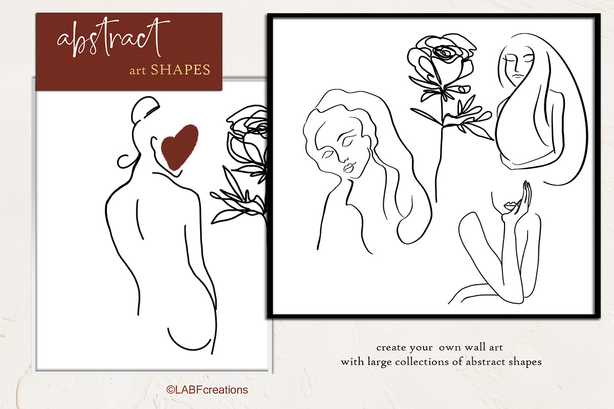 Abstract shape  Oneline art clipart, a Decorative Illustration by LABFcreations (Photo 9 of 15)