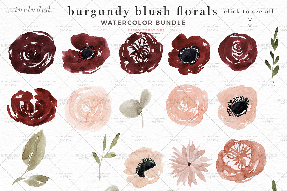Burgundy Blush Floral Clip Art PNG, a Texture Illustration by Essem Creatives (Photo 6 of 9)