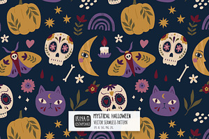 Mystical Halloween Vector Pattern