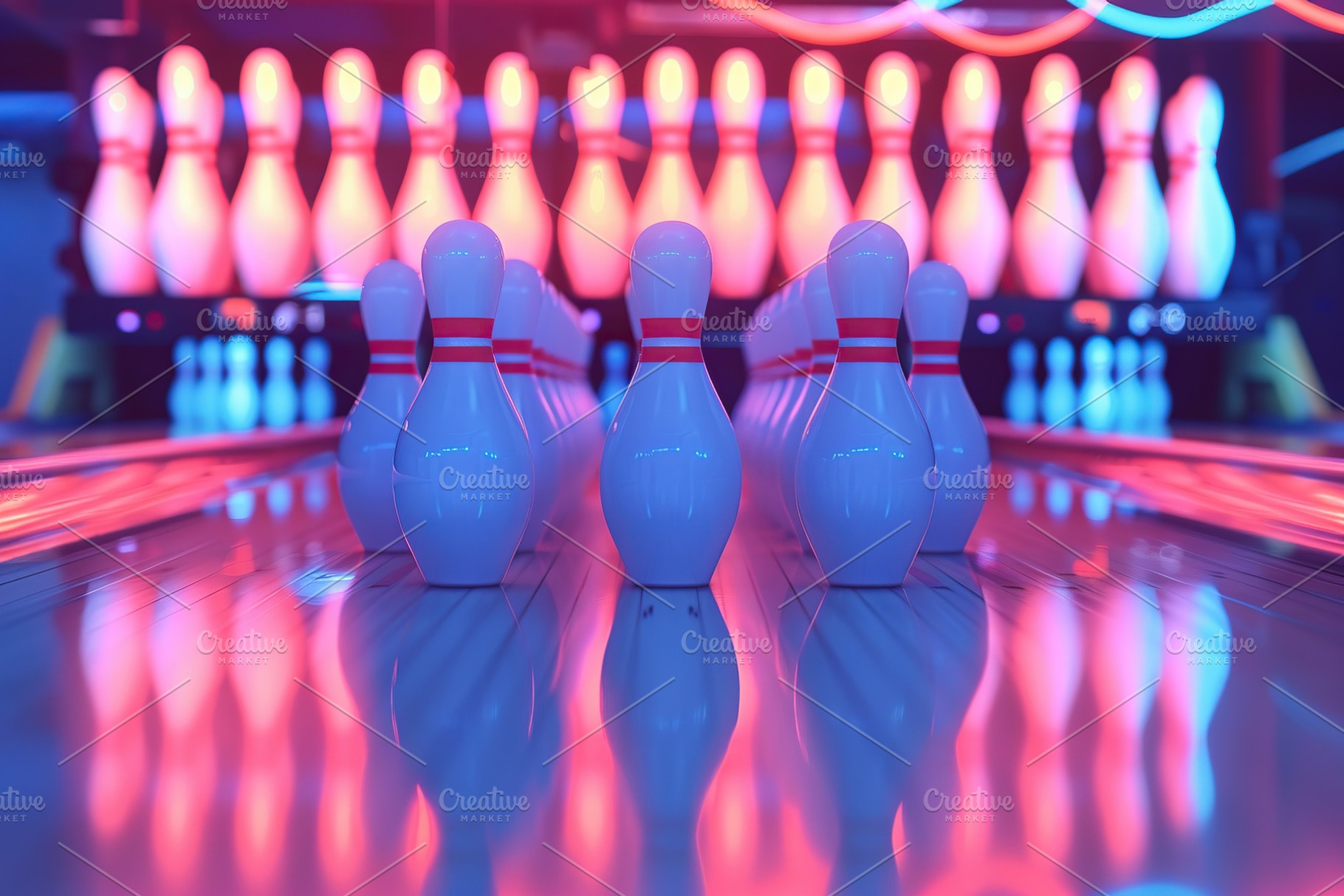 White skittles on the track. Strike, a Sports & Recreation Photo by AlyaAnd
