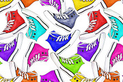 Watercolor sneakers seamless pattern, a Pattern Graphic by Art By Silmairel (Thumbnail 1 of 2)