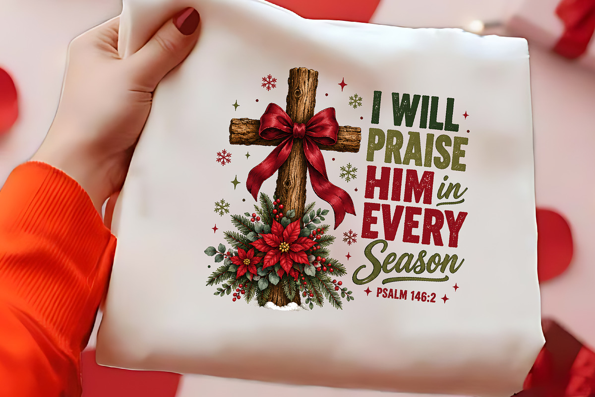 Praise Him Every Season Cross PNG, a Seasonal Illustration by CrexoraLab (Photo 2 of 4)