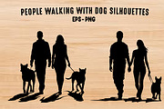Couple Walking with Dog Silhouettes, an Animal Illustration by Gfx Expert Team (Thumbnail 1 of 3)