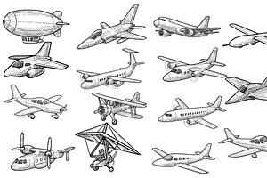 Vintage Aircraft Collection, an Object Graphic by nikagraphic