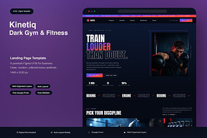 Dark Gym & Fitness Landing Page, an UI Kit Template by Pitchlook.Studio