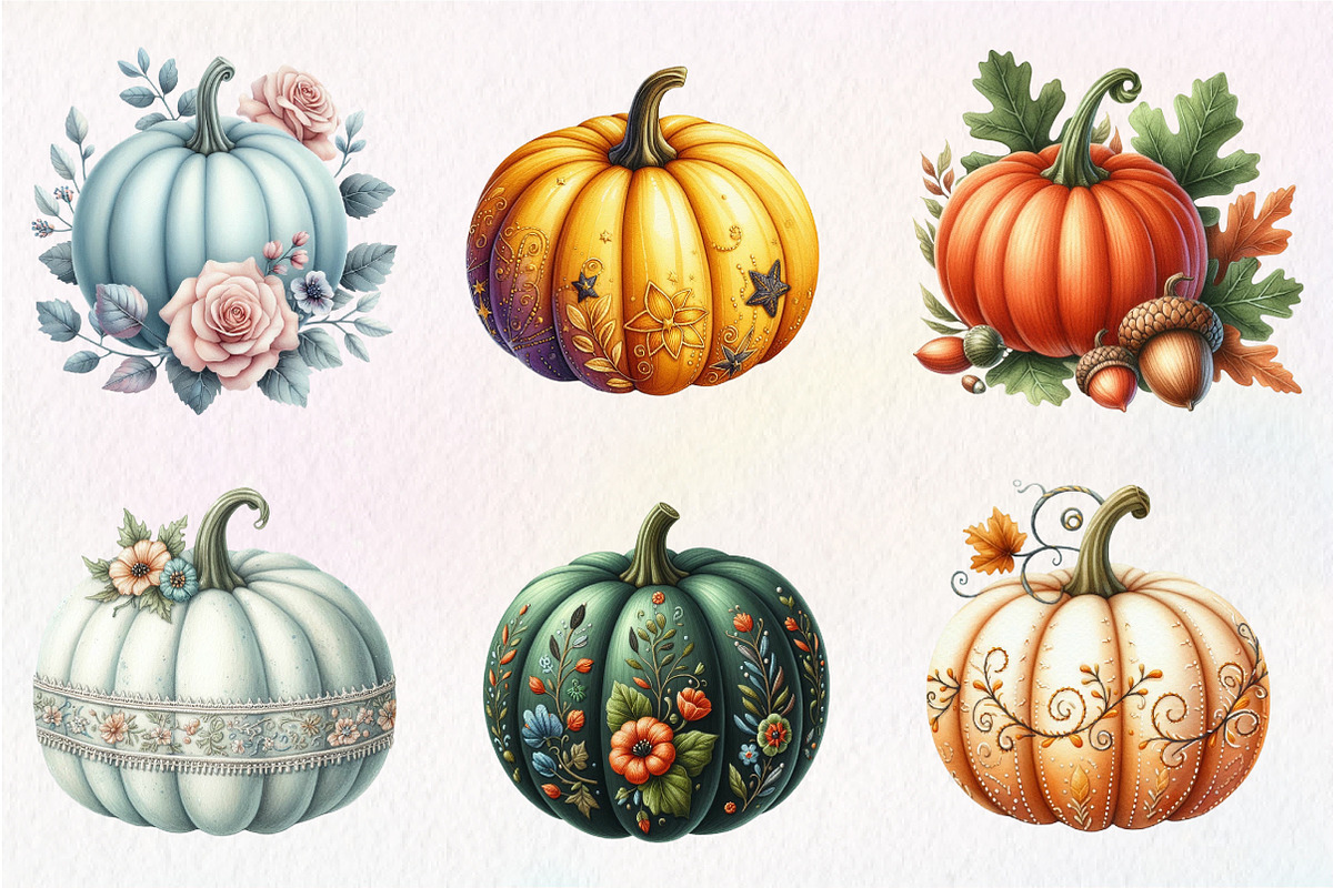 Faux Embroidery Fall Pumpkin Clipart, an Illustration by Dream Creation (Photo 5 of 7)