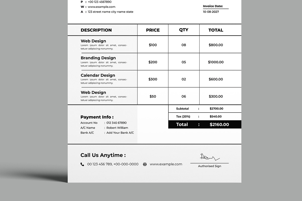 Invoice Template, a Stationery Template by MightyDesign (Photo 3 of 8)