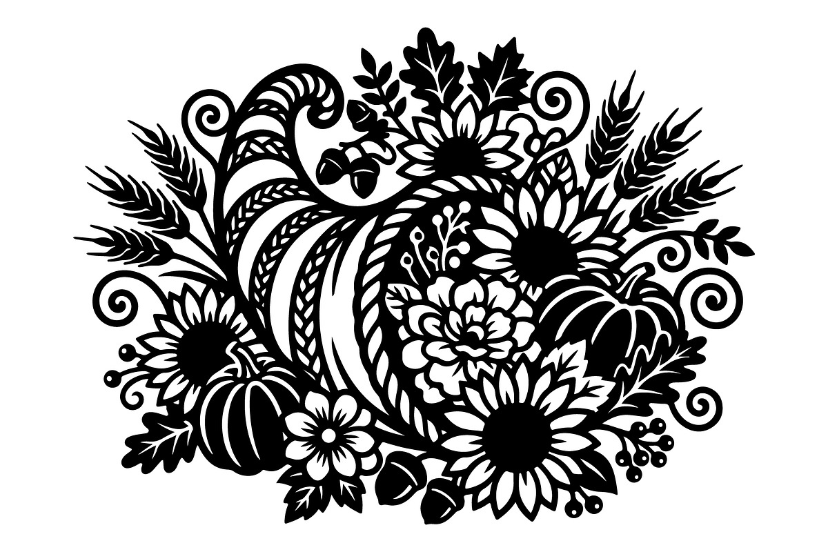 Elegant Floral Pumpkin Cornucopia, an Object Graphic by Gfx_Store (Photo 6 of 16)