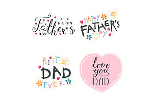 Fathers Day quotes set, an Illustration by sceptical cactus
