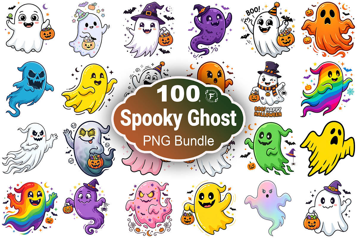 Halloween Spooky Ghost Clipart, a Seasonal Illustration by Forhadx5 (Photo 1 of 11)