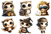 Watercolor Kawaii Owl Clipart, an Illustration by Daily.Designs (Thumbnail 2 of 5)