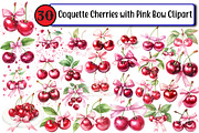Coquette Cherries with Pink Bow, an Illustration by Design Market (Thumbnail 1 of 3)