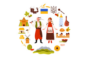 Ukraine culture elements, Ukrainian, an Object Illustration by Flashvector
