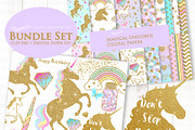Magical Unicorns, Einhorn, Gold, an Illustration by Mia's Graphic Design (Thumbnail 3 of 11)
