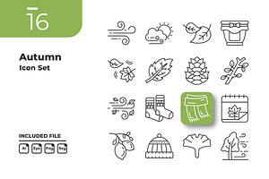 Autumn Outline Icons Set, an Outline Icon by yuanesei