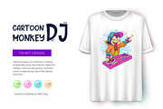 Cartoon monkey DJ. Tshirt, PNG., an Animal Illustration by KENO Mascots (Thumbnail 6 of 7)