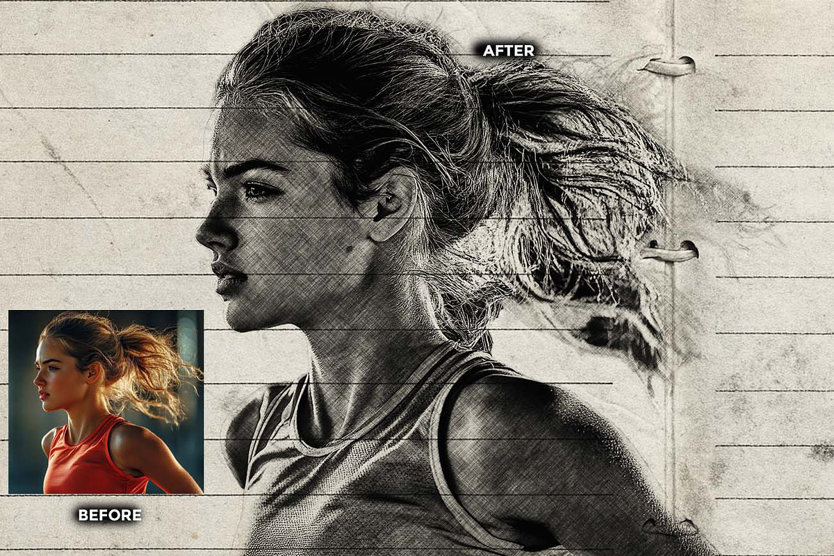 GRAPHITE PENCIL SKETCH FX Ps Action, an Action Add-On by Studio Retouch (Photo 8 of 10)