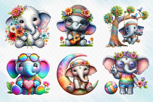 Hippie Cute Elephant Sublimation