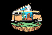 Trip to the desert in a campervan, a Transportation Illustration by gunaonedesign (Thumbnail 1 of 7)