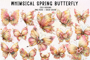 Whimsical Spring Butterfly Clipart, an Illustration by CreationArt